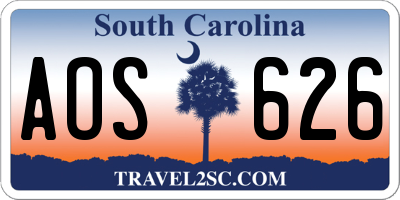 SC license plate AOS626