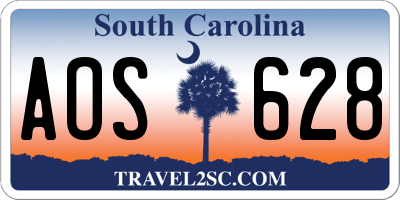 SC license plate AOS628