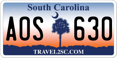 SC license plate AOS630