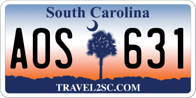 SC license plate AOS631