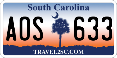 SC license plate AOS633