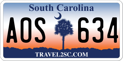 SC license plate AOS634