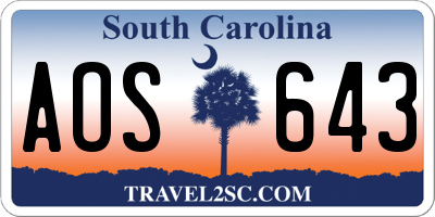SC license plate AOS643