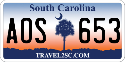 SC license plate AOS653