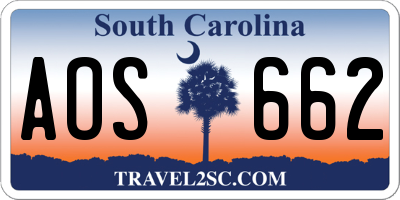 SC license plate AOS662