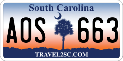 SC license plate AOS663