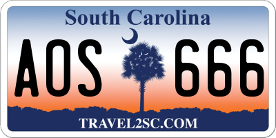 SC license plate AOS666