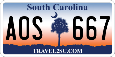 SC license plate AOS667