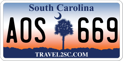 SC license plate AOS669