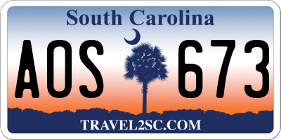 SC license plate AOS673