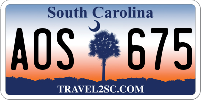 SC license plate AOS675