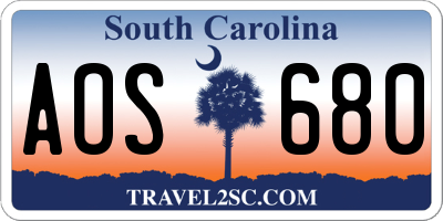 SC license plate AOS680