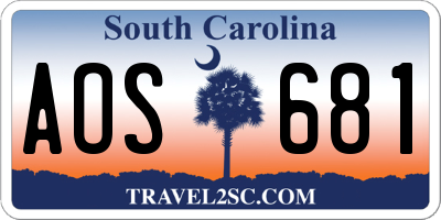 SC license plate AOS681