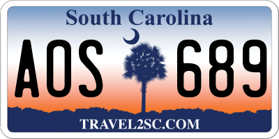 SC license plate AOS689