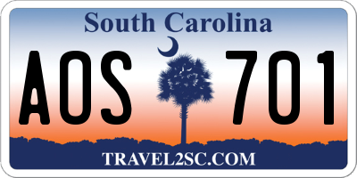 SC license plate AOS701
