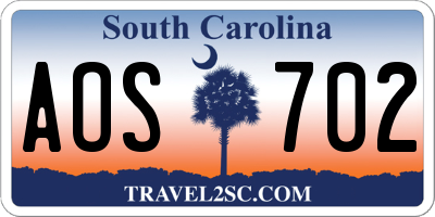 SC license plate AOS702