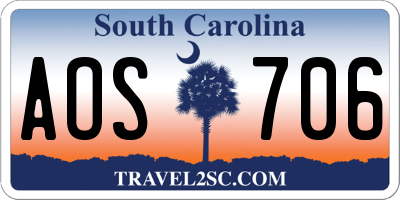 SC license plate AOS706