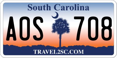 SC license plate AOS708
