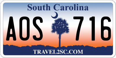 SC license plate AOS716