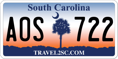 SC license plate AOS722
