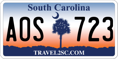 SC license plate AOS723