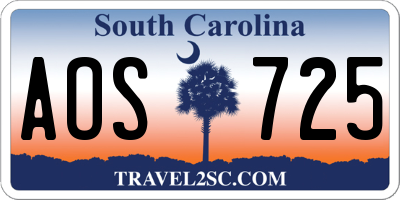 SC license plate AOS725