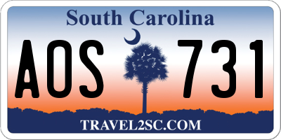 SC license plate AOS731