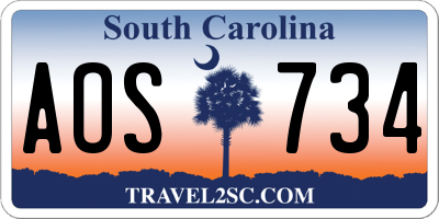 SC license plate AOS734