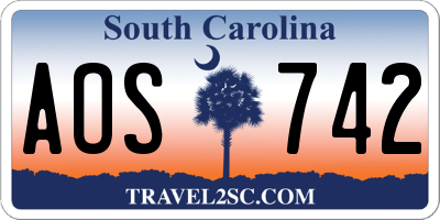 SC license plate AOS742