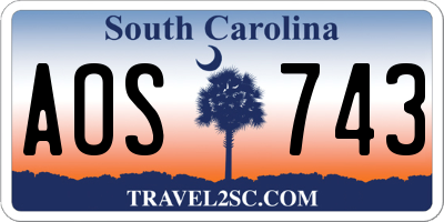 SC license plate AOS743