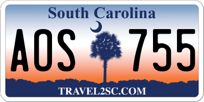 SC license plate AOS755