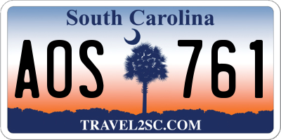 SC license plate AOS761
