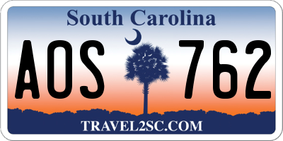 SC license plate AOS762
