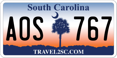 SC license plate AOS767
