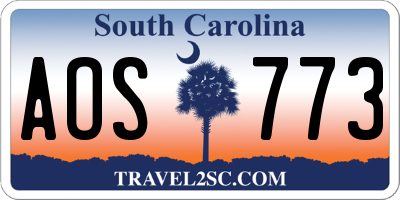 SC license plate AOS773