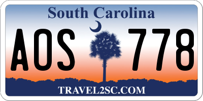 SC license plate AOS778