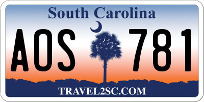 SC license plate AOS781