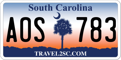 SC license plate AOS783