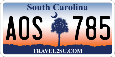 SC license plate AOS785