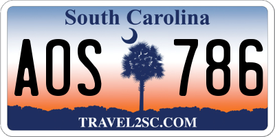 SC license plate AOS786