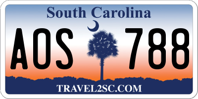 SC license plate AOS788