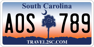 SC license plate AOS789