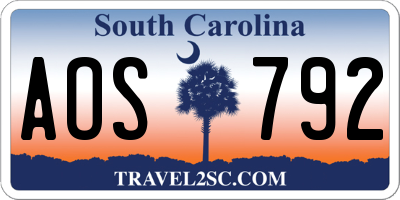 SC license plate AOS792