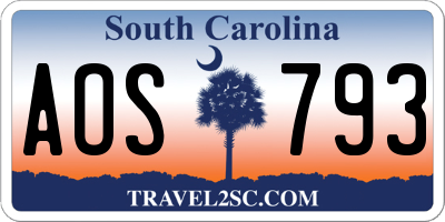 SC license plate AOS793