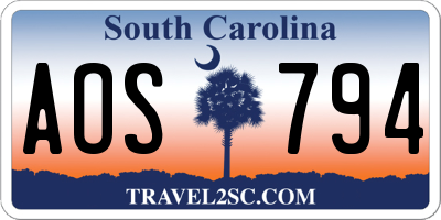 SC license plate AOS794