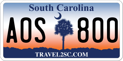 SC license plate AOS800