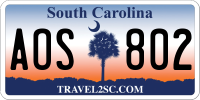 SC license plate AOS802