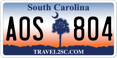 SC license plate AOS804