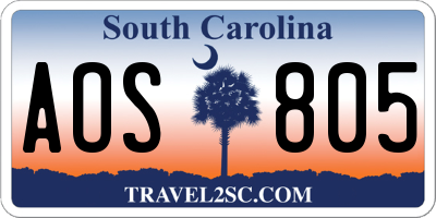 SC license plate AOS805