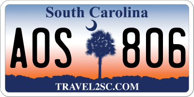 SC license plate AOS806